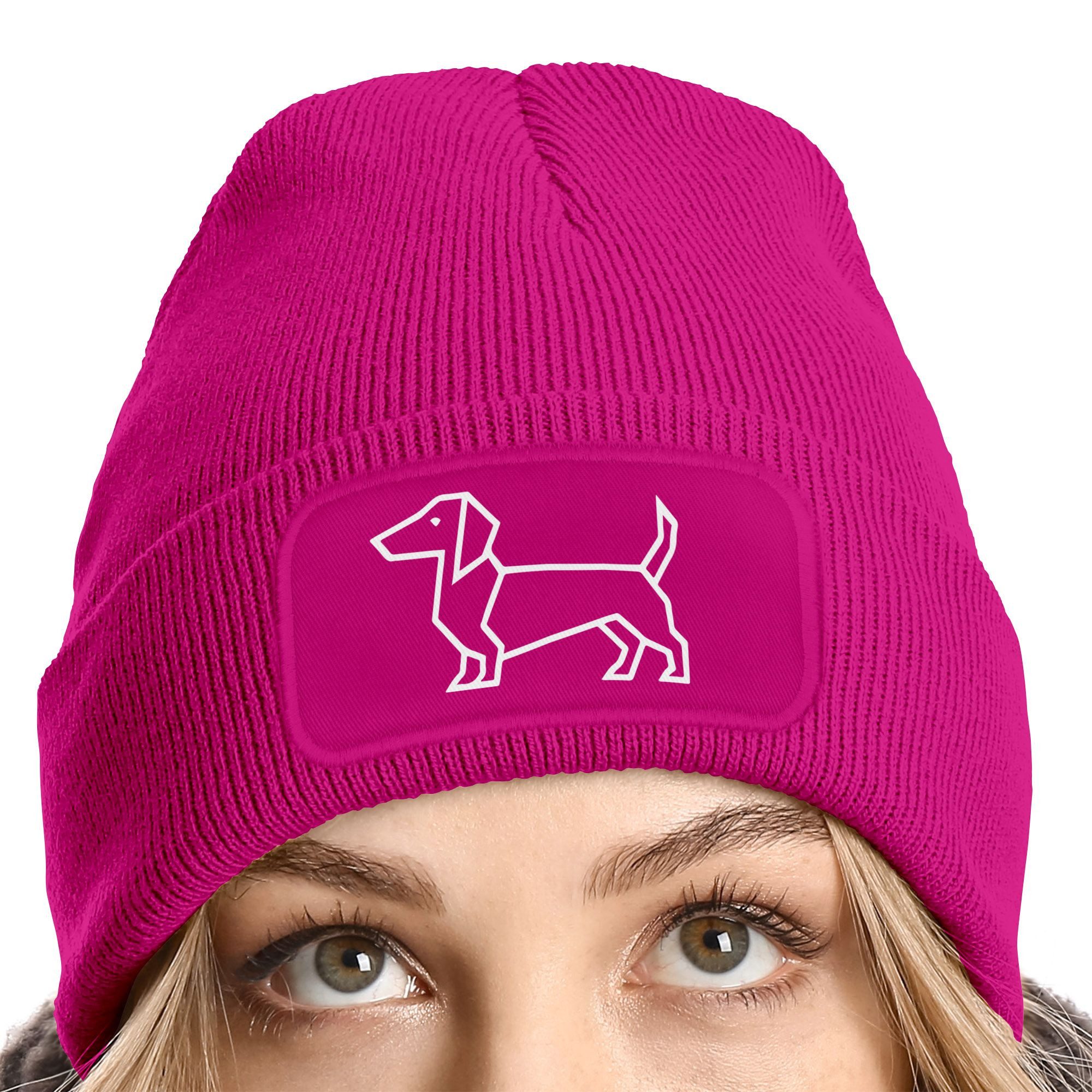 MoonWorks Strickmütze Damen Beanie mit Patch Strickmütze Aufdruck Dackel Po günstig online kaufen