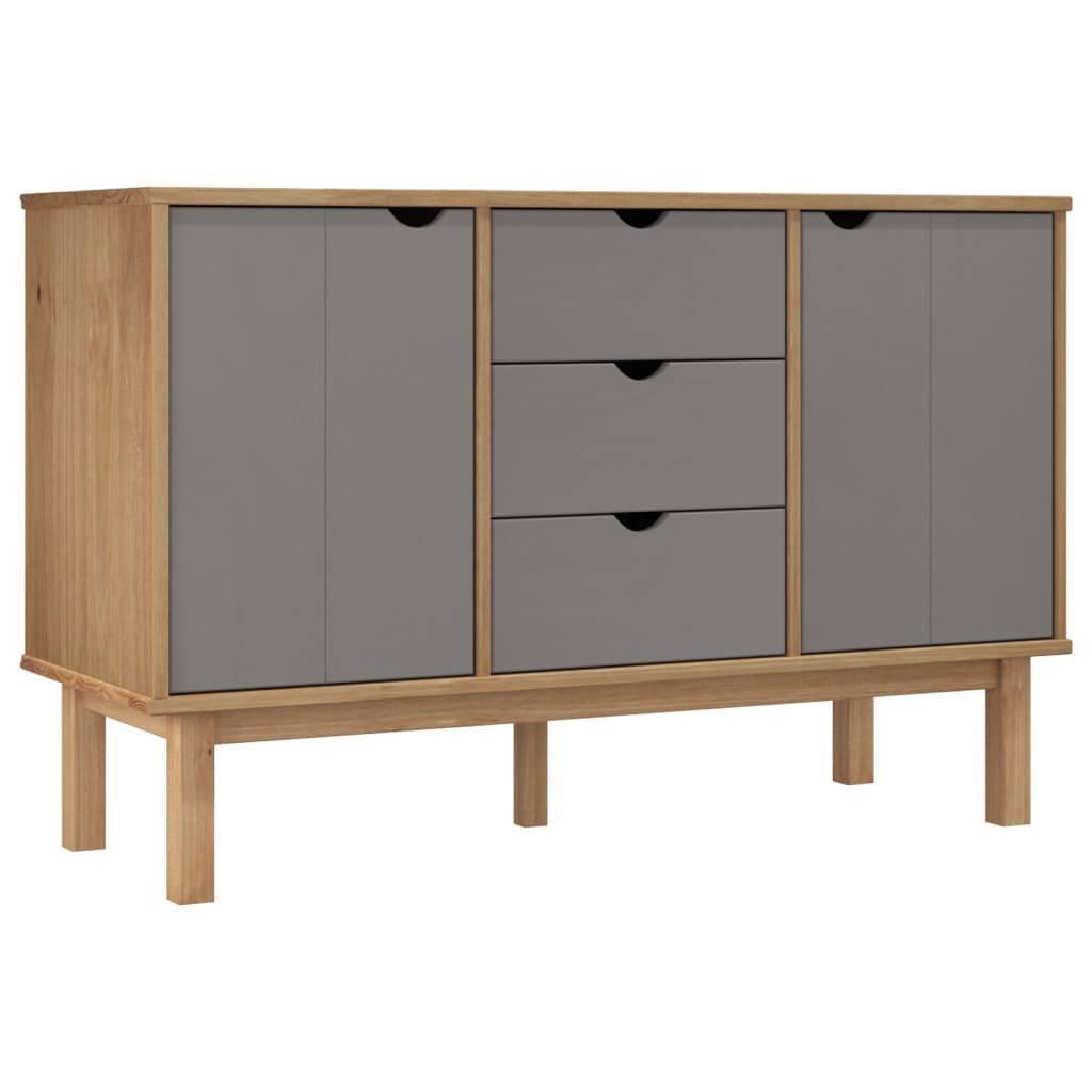 furnicato Sideboard OTTA Braun&Grau 113,5x43x73 cm Massivholz Kiefer (1 St) günstig online kaufen
