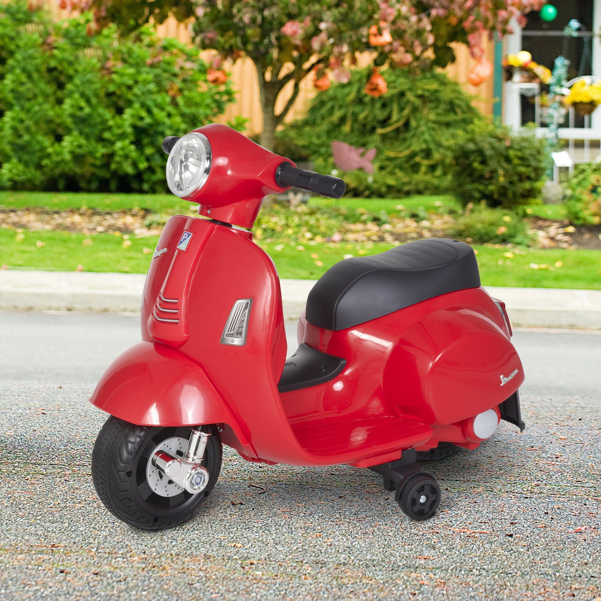 HOMCOM Elektro-Kindermotorrad Elektromotorrad, Elektrofahrzeug, inkl. Akku und Ladegerätfür, Belastbarkeit 25 kg, (1-tlg), für Außenbereich, Rot