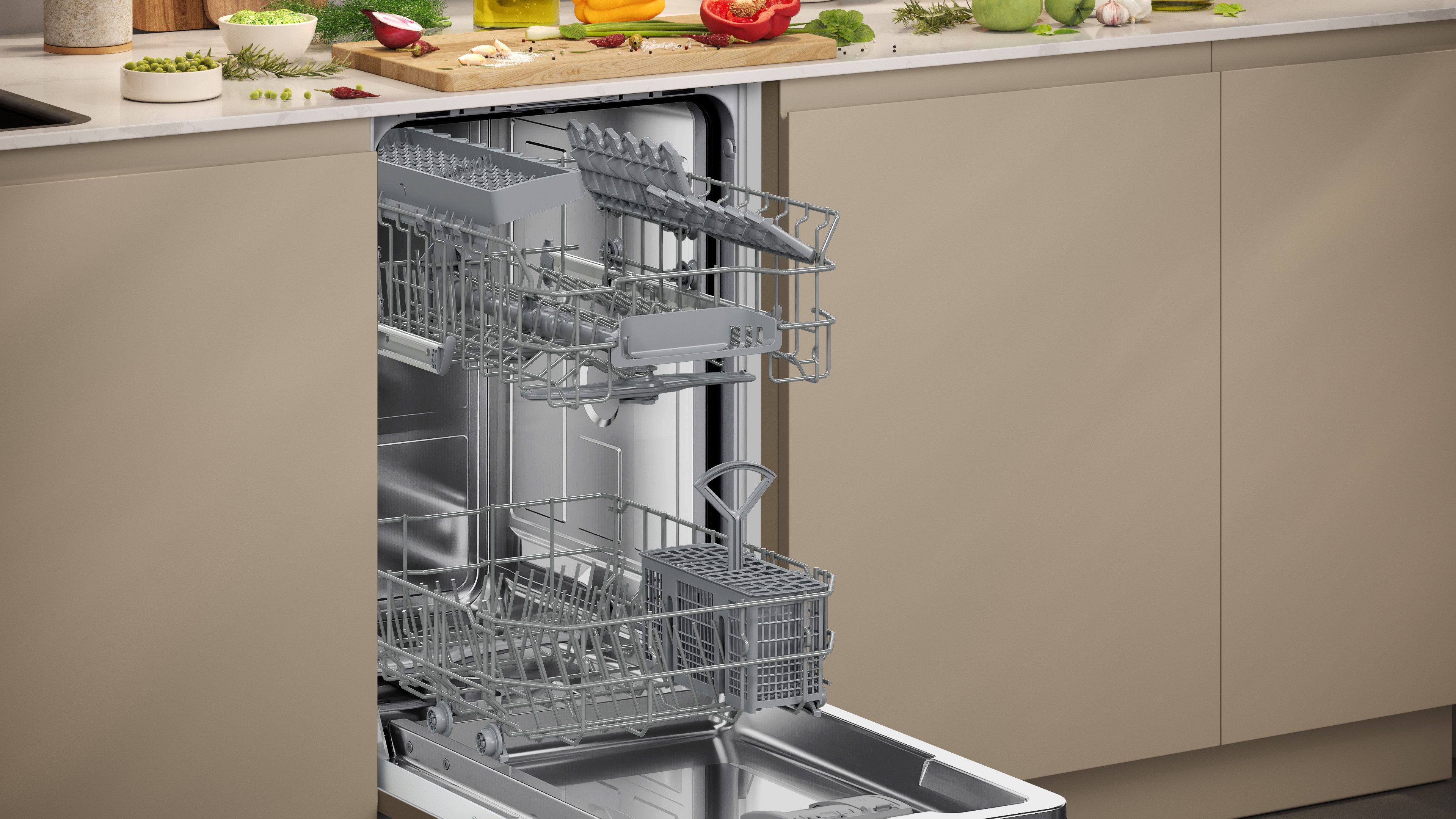 NEFF vollintegrierbarer Geschirrspüler S853HKX20E, 10 Maßgedecke, Info Light - erlischt bei Beendigung des Spülvorgangs, flexible Körbe – Bild 4 von 5