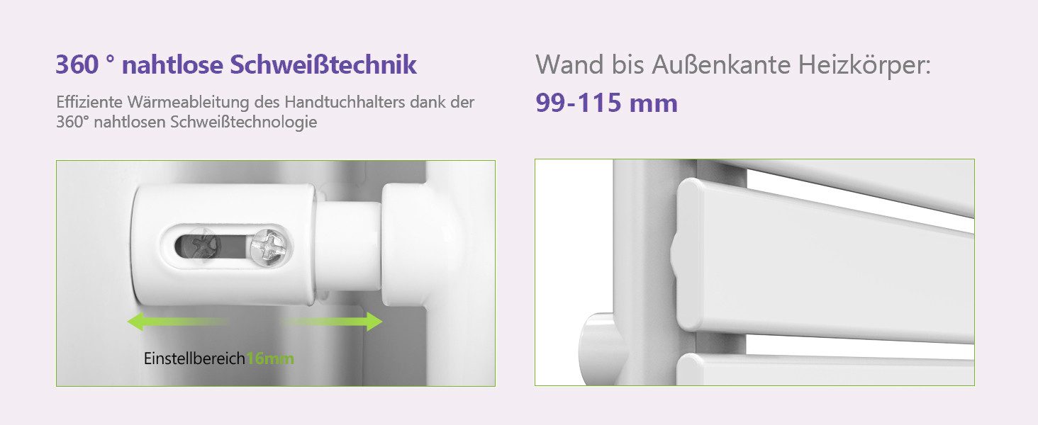 AICA Badheizkörper Heizkörper Handtuchwärmer Handtuchtrokner Weiß Handtuchhalter NEU, Seitenanschluss Paneelheizkörper Flach