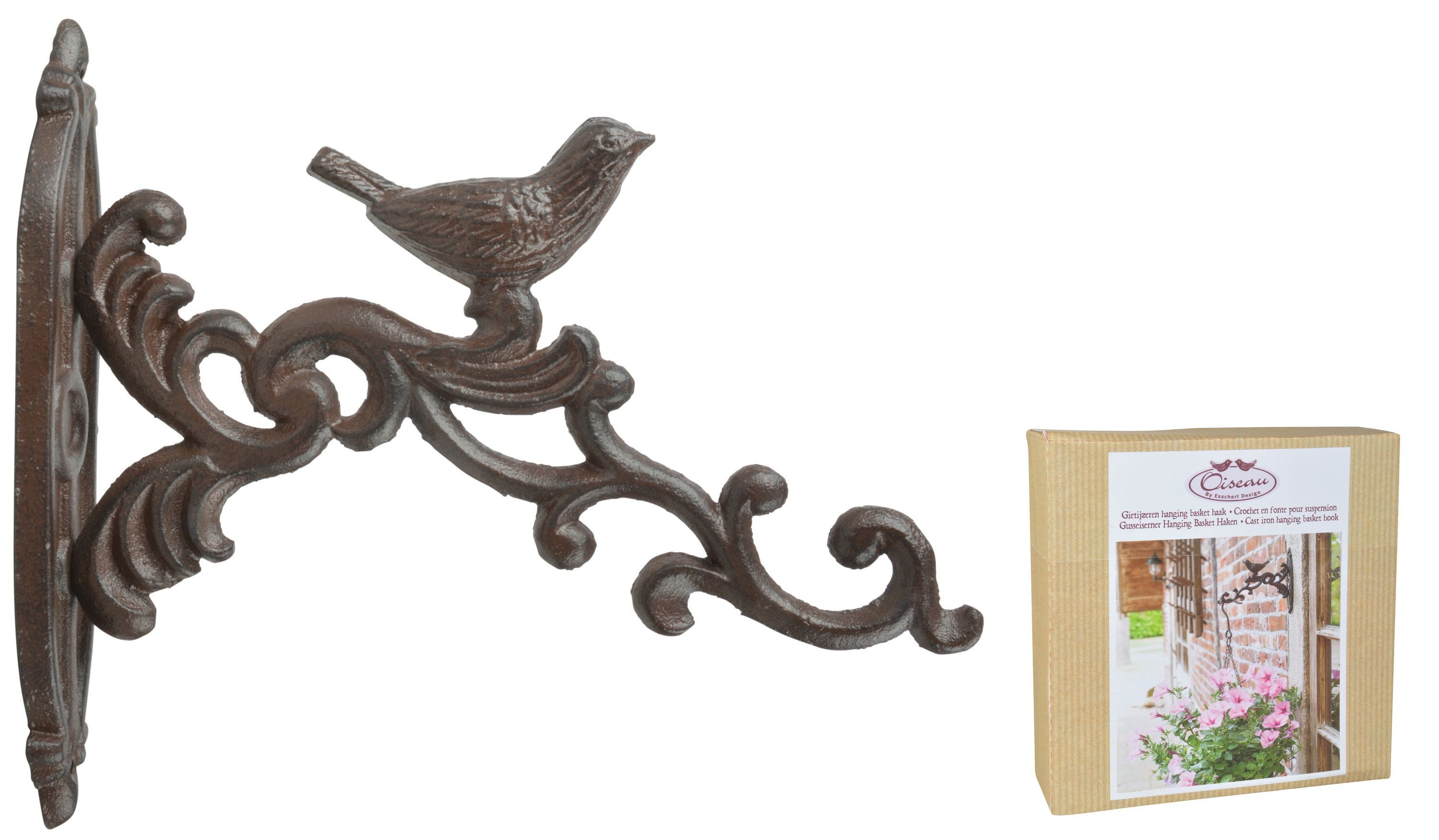 degawo Blumenampel Wandhaken aus Gusseisen `Vogel´ im Landhausstil, mit Geschenkbox (1 x Wandhaken)