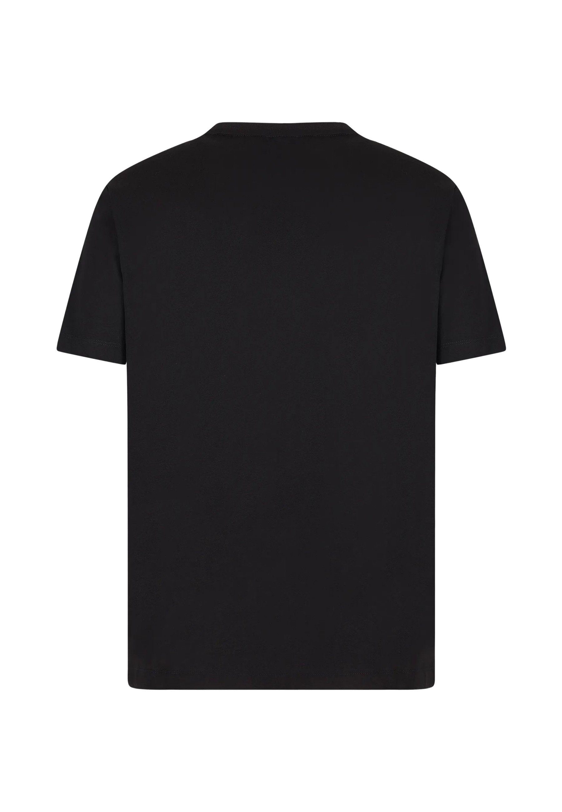 T-Shirt Tee Emporio schwarz mit Label (1-tlg) Shirt Armani Rundhalsausschnitt Gold