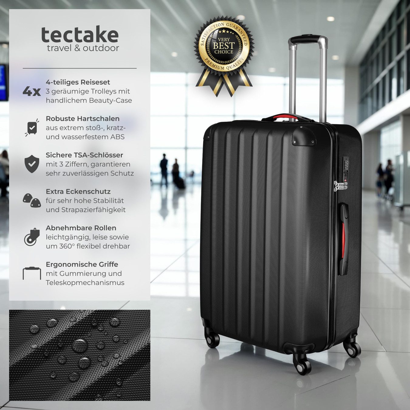 tectake Trolley Hartschalenkoffer-Set, 4 Rollen, 4-teilig, günstig online kaufen