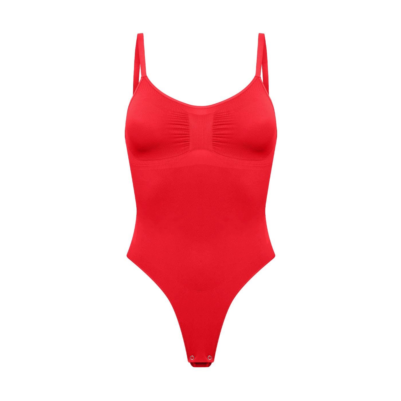 cfab (creamy fabrics) Miederbody Bodysuit Sculpting Shapewear mit String-Fire Red-2XL (1-tlg) Figurformend