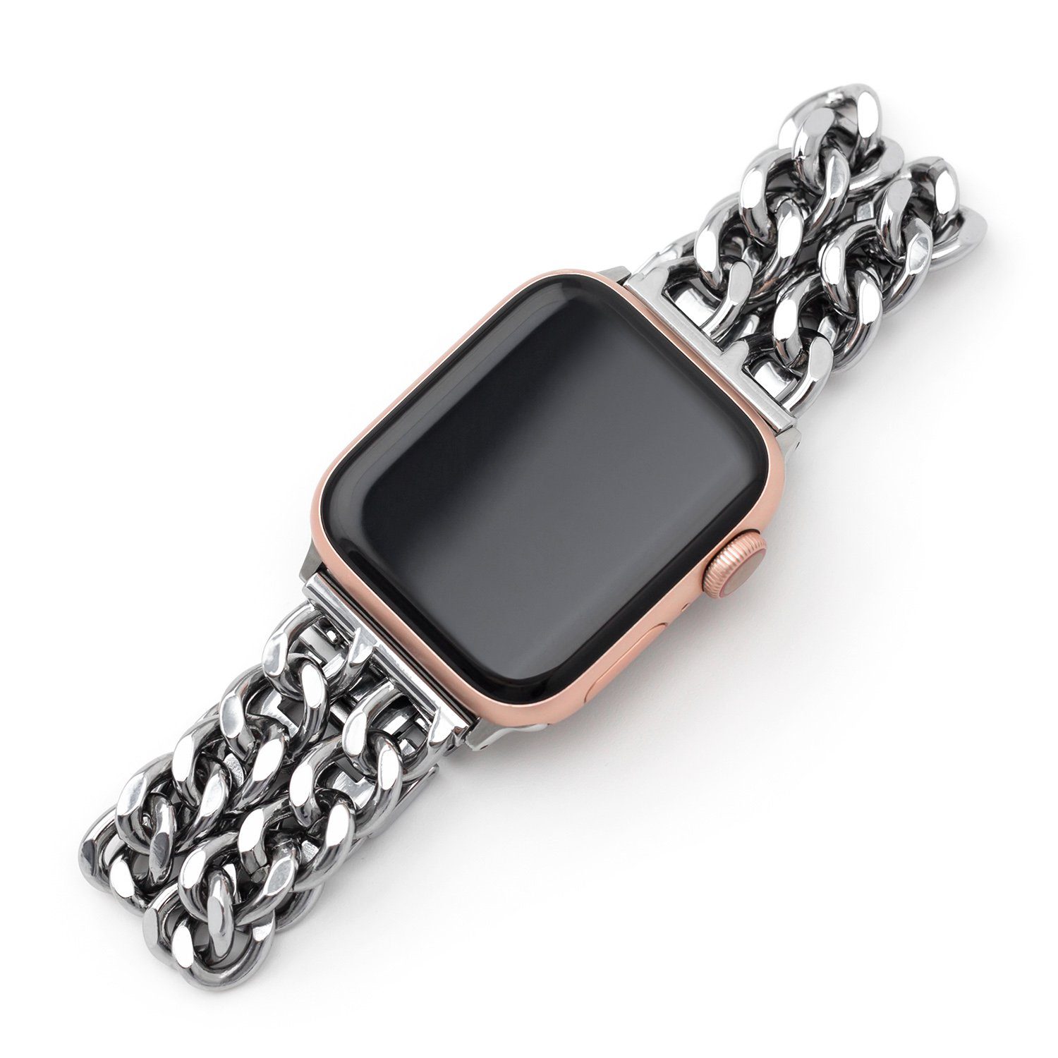 PRECORN Smartwatch-Armband Damen Ersatzarmband silber Armband Apple Watch 8/ 7/6/5/4/3/2/1/SE, Für die Änderung der Armbandgröße wird kein Werkzeug  benötigt