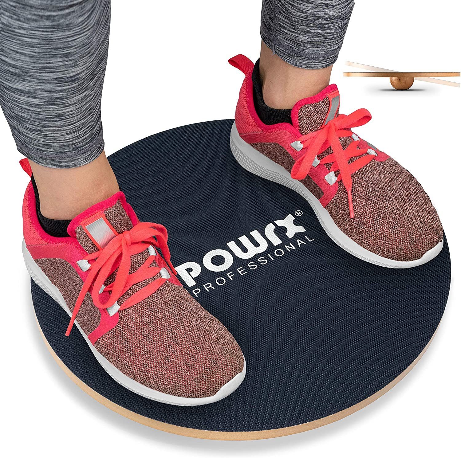 POWRX Balanceboard Balance Board Holz 45/50 cm, Therapie-Kreisel, 50 Cm 50  Cm Holz