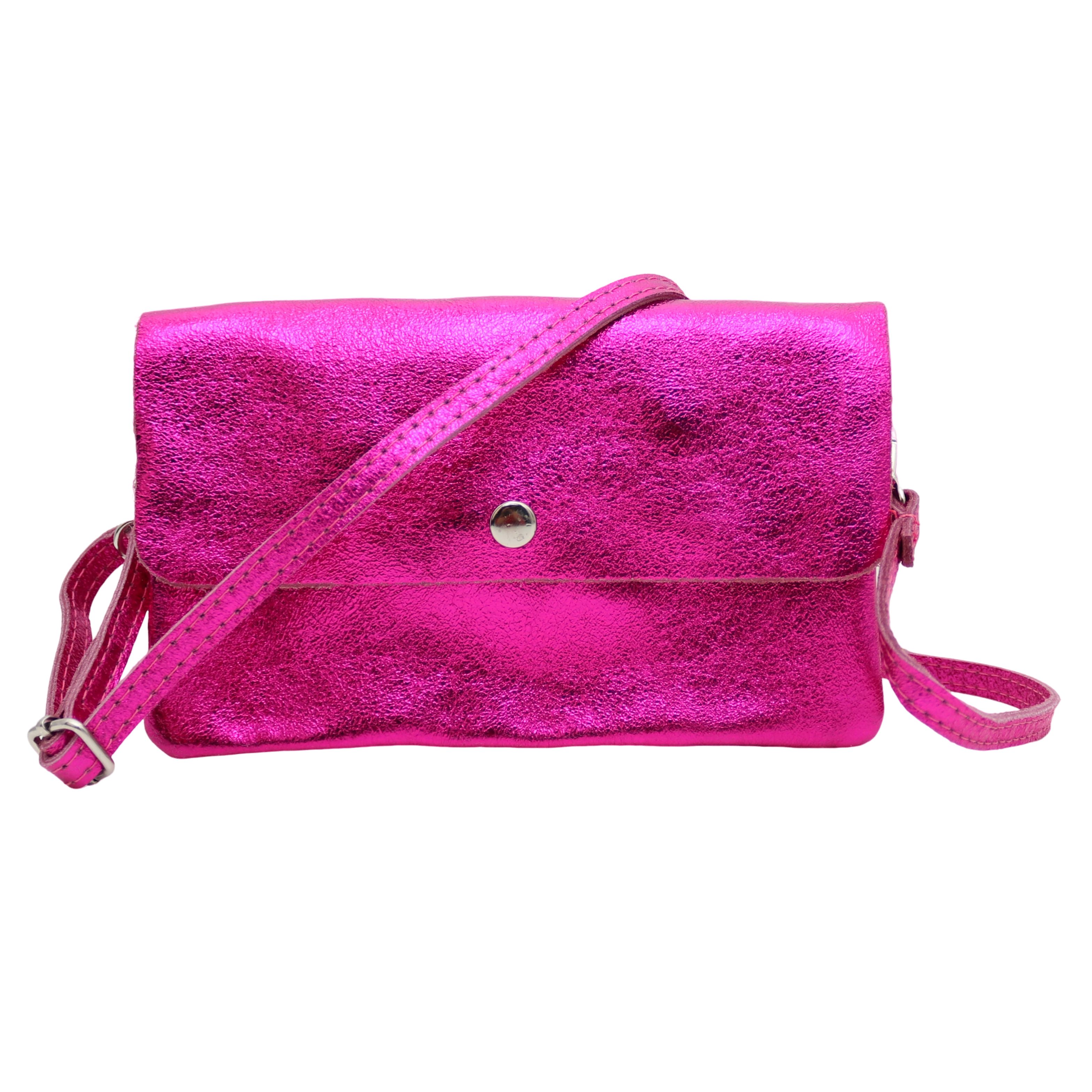 MIRROSI Clutch Damen, Crossbody Bag, Echtleder made in Italy ca.20x12x2cm (Leopard Leo Muster und Unifarbe), Umhängetasche, Schultertasche für jeden Anlass