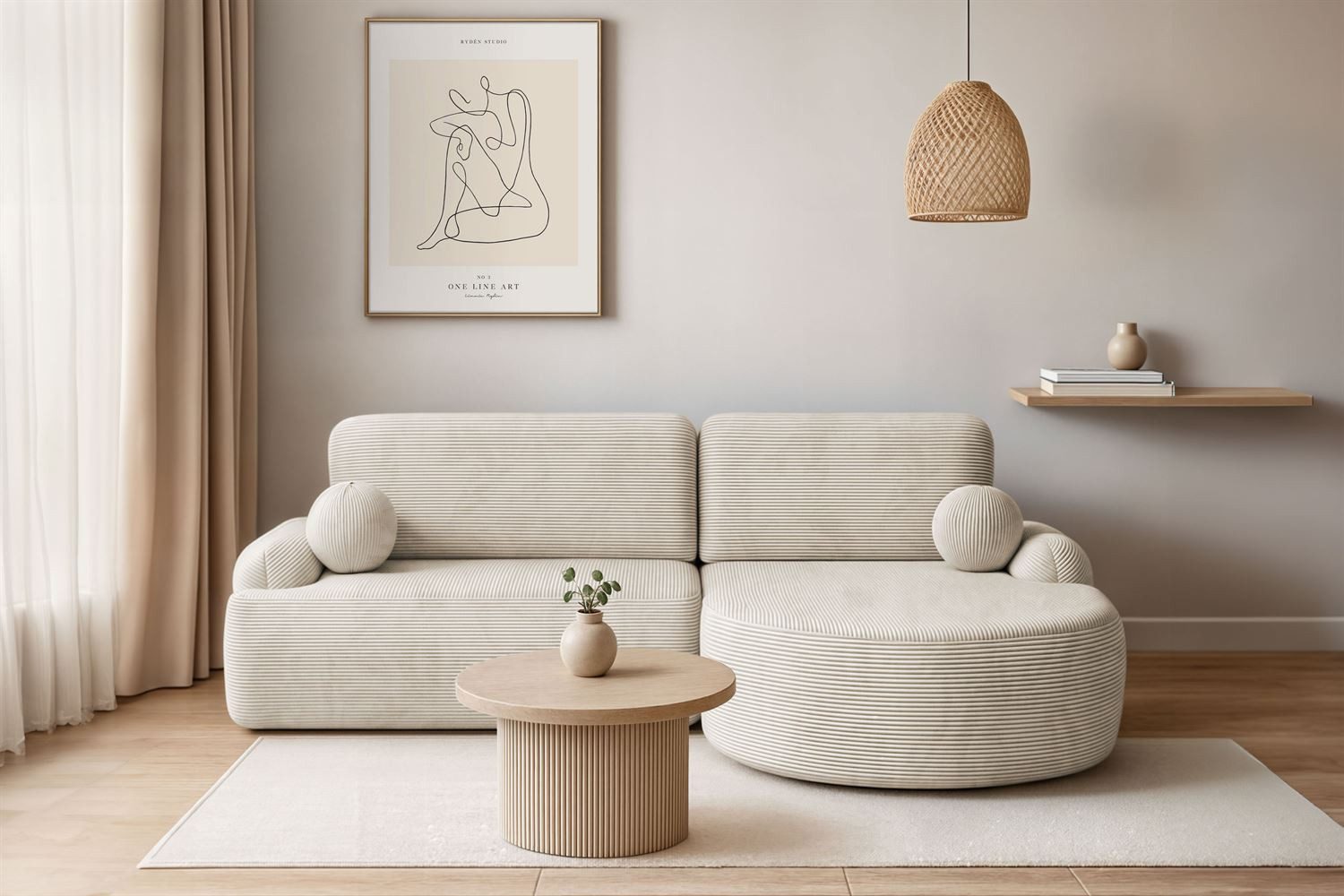 Lookway Ecksofa CLEO CORD Rundes Ecksofa mit Schlaffunktion und Bettkasten günstig online kaufen