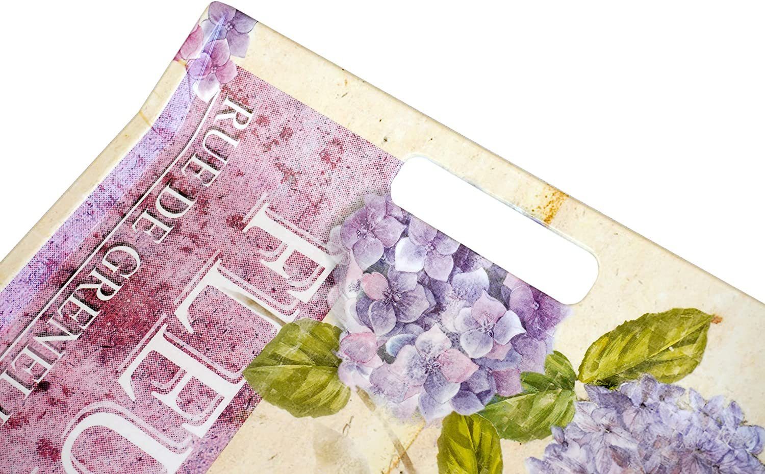 Lashuma Tablett Edelrose, Melamin, (1-tlg), Rosa gelbes Geschirrtablett mit Blumen Design 47x31 cm