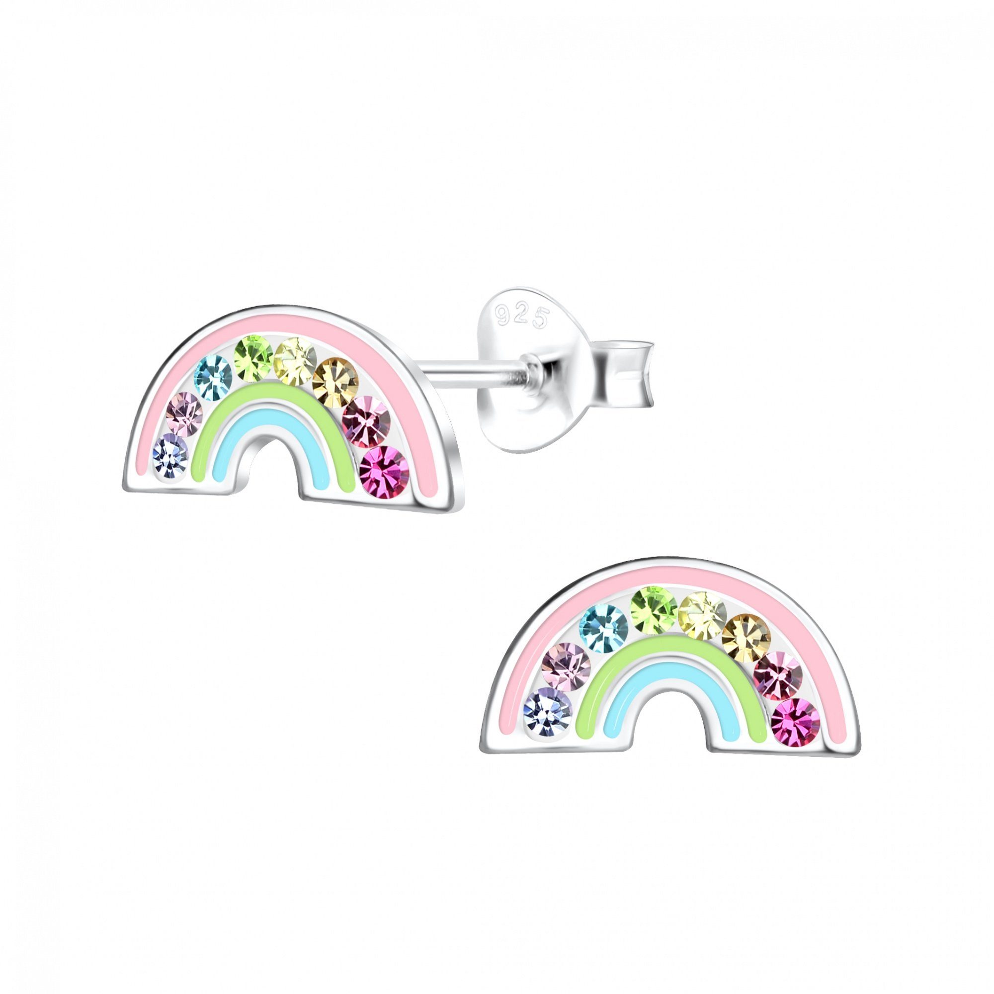 ALEXANDER YORK Paar Ohrstecker REGENBOGEN rosa mit Kristall bunt, 2-tlg., 925 Sterling Silber