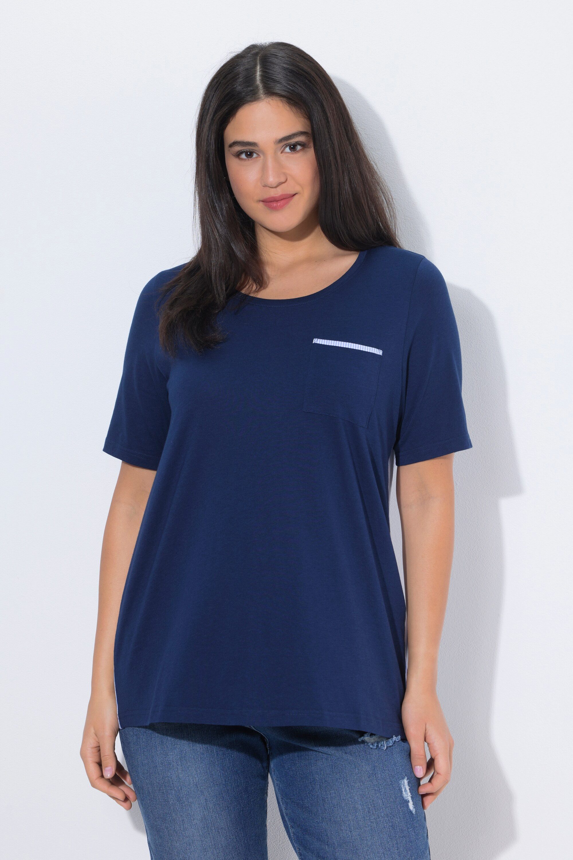 Ulla Popken T-Shirt T-Shirt A-Linie Rundhals Halbarm Modalmix