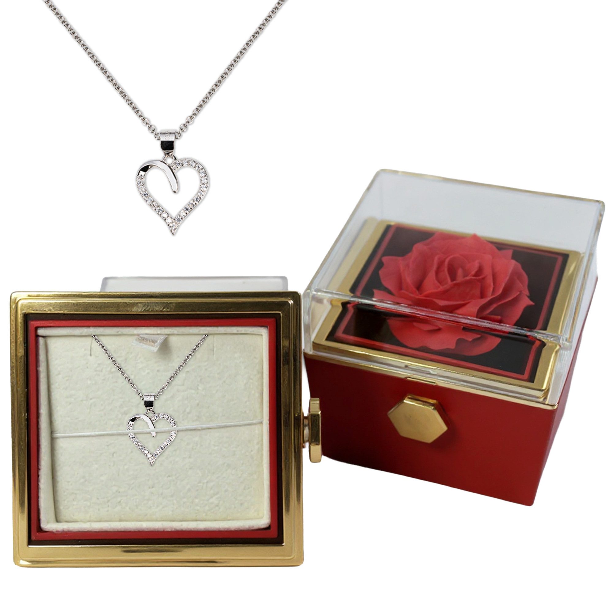 22Feels Schmuckset Ich Liebe Dich Geschenk Frauen Herz Halskette in Rotiere günstig online kaufen