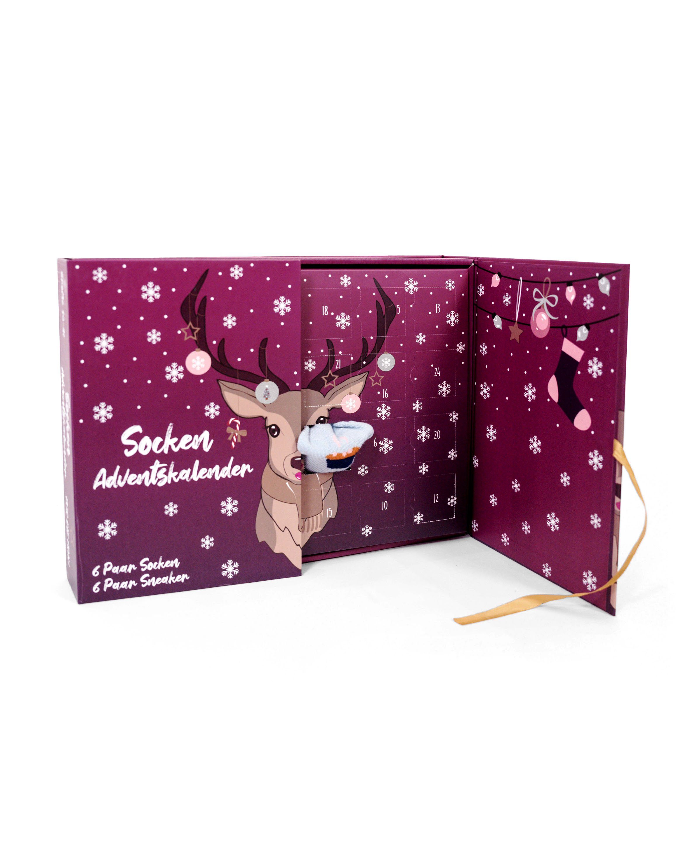 Sockswear Socken Adventskalender Damen o. Herren Sockenkalender Klappbox