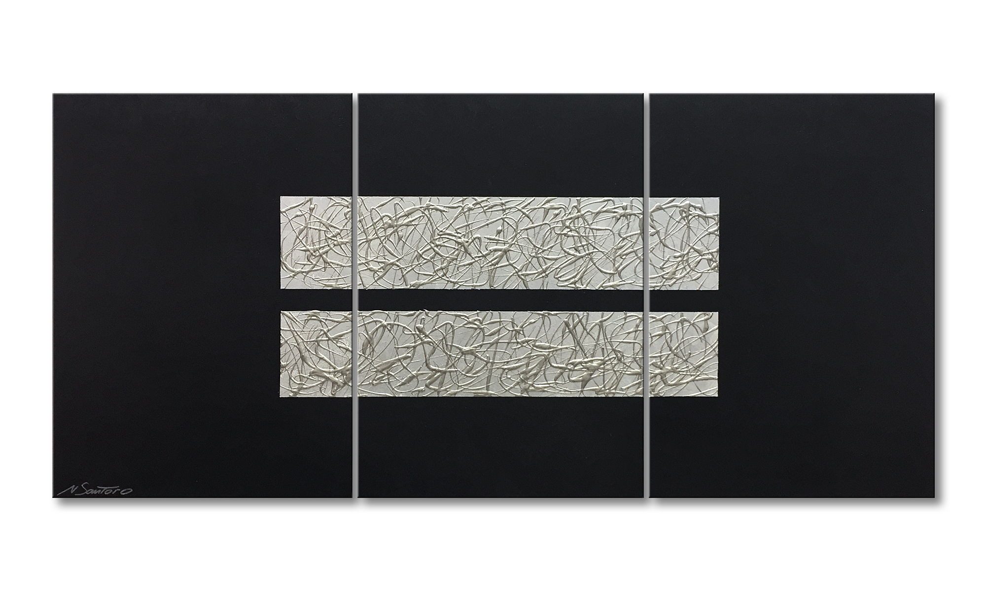 WandbilderXXL Gemälde Aboiled Silver 150 x 70 cm, Abstraktes Gemälde, handgemaltes Unikat