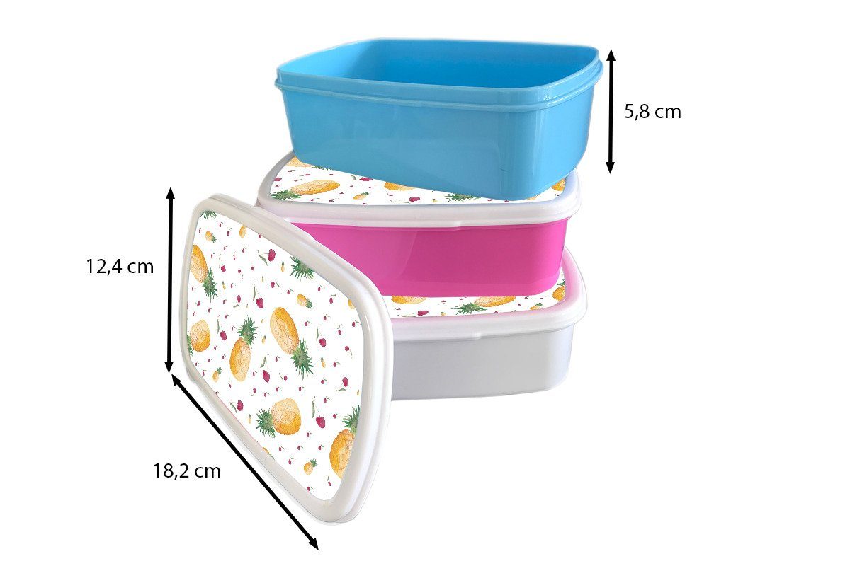(2-tlg), Lunchbox Kunststoff, Obst Kinder MuchoWow und Mädchen Erwachsene, Brotdose, und Jungs Weiß, für Aquarell Brotbox - - für