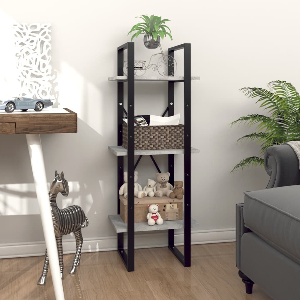 furnicato Bücherregal 40 x 30 x 105 cm Betongrau, 1-tlg., Stabiler Bücherschrank mit 3 Ablagen für dein Büro oder Wohnzimmer