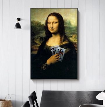 TPFLiving Kunstdruck (OHNE RAHMEN) Poster - Leinwand - Wandbild, Da Vinci - Mona Lisa - Verschiedene lustige Motive - (Motive in verschiedenen Größen), Farben: Braun, Beige, Schwarz - Größe: 20x30cm