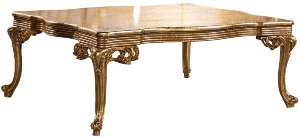 Xlmoebel Couchtisch Goldener Holztisch im Barock-Rokoko-Stil mit Verzierung (Couchtisch), Hergestellt in Europa