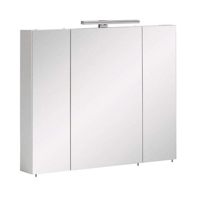 Schildmeyer Badezimmerspiegelschrank “Spiegelschrank Hängespiegel Wandspiegel Badspiegel 3türig mit Beleuchtung / weiß”