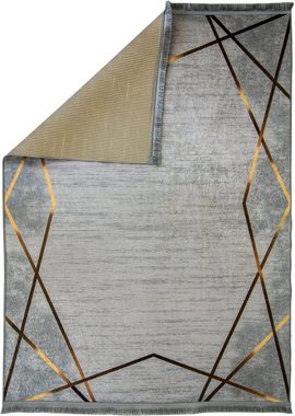 Teppich Sultan 0014, RESITAL The Voice of Carpet, rechteckig, Höhe: 7 mm, Kurzflor, bedruckt, goldfarbene Akzente, mit Bordüre & Fransen