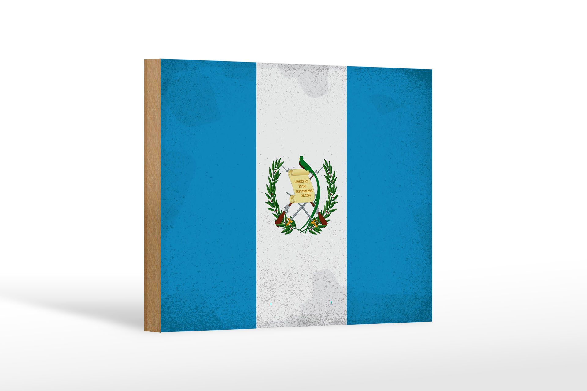 Femer GmbH Holzbild Flagge Guatemala 18x12cm Flag Guatemala Vintage, Flaggen (1 St), Glatte Holzfaserplatte (MDF), vorn beschichtet