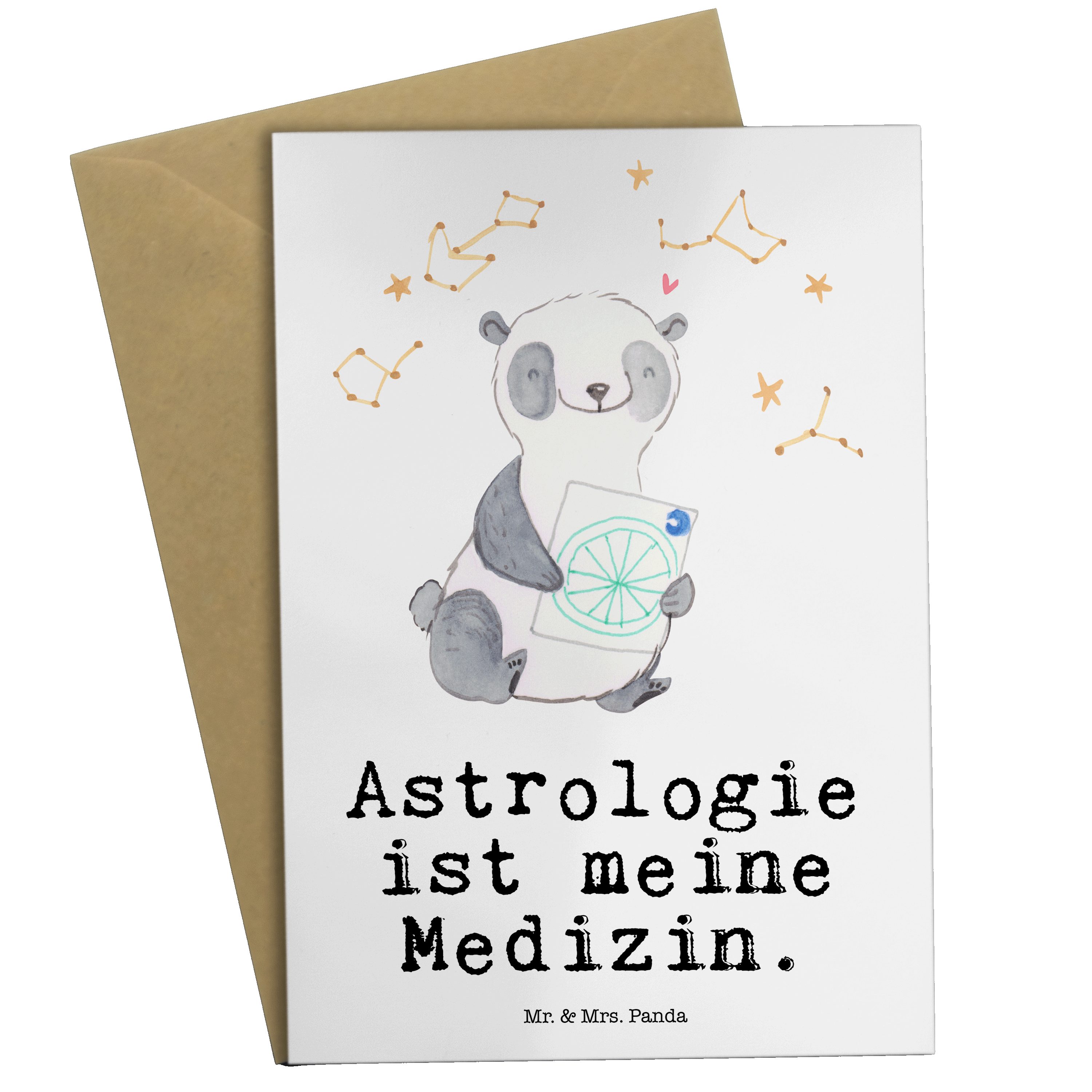 Mr. & Mrs. Panda Grußkarte Panda Astrologie Medizin - Weiß - Geschenk, Dankeschön, Einladungskar