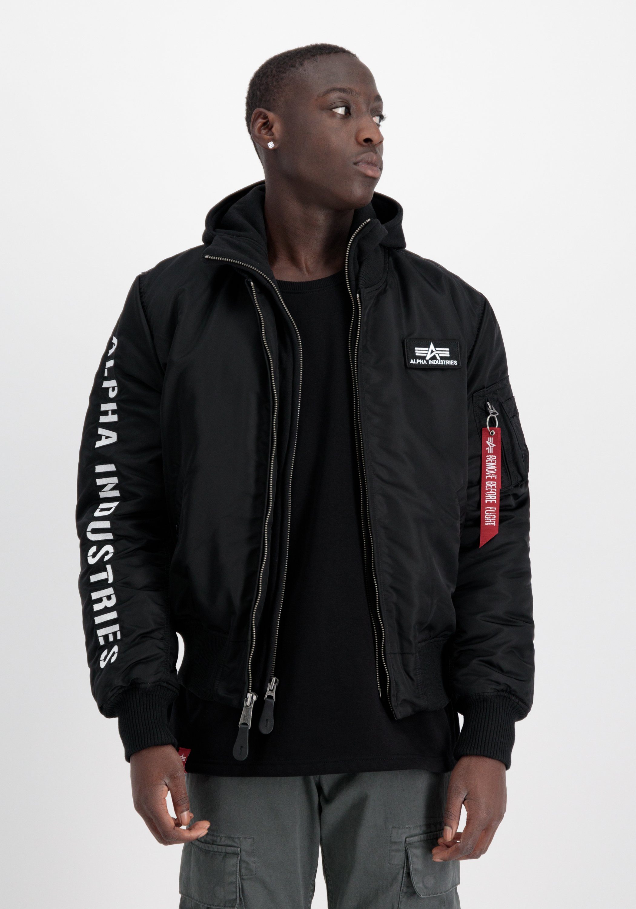 Alpha Industries Industries Flight Jackets Alpha & D-Tec SE Bomber MA-1 - black/white Men Bomberjacke