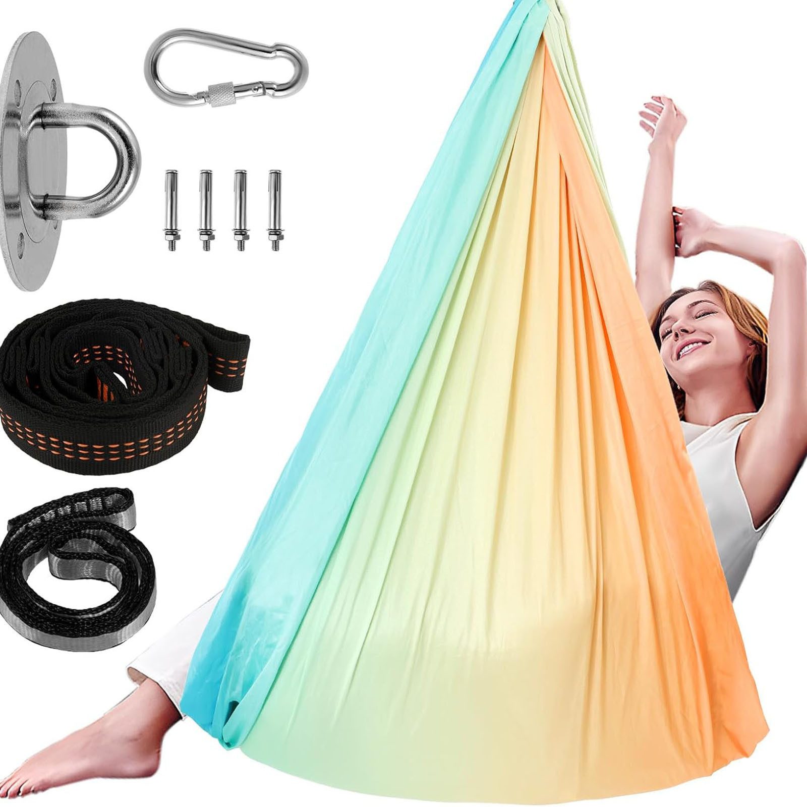 REDOM Hängematte Kinder-Schaukelhängematte Kuschelschaukel Aerial Yoga Hängesessel (flexibel passt sich Körperform an kein Druckgefühl, 1 St., Tragbar elastisch wetterfest hautfreundlich), platzsparend ideal für Kinder kleinere Erwachsene