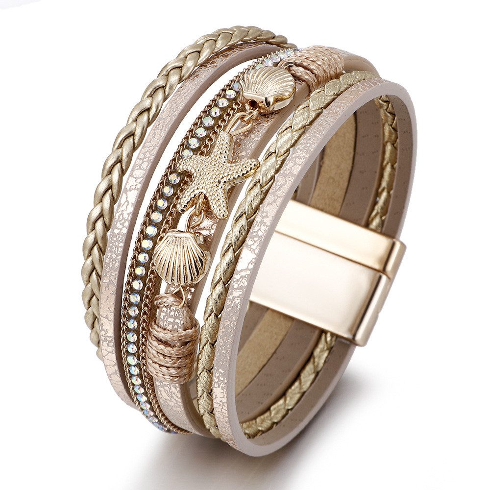 The Beauty House Lederarmband Boho mehrreihig Wrap Ledermanschettenarmban Magnetschnalle, Leder Armband für Frauen Schmuck Geschenk Für Mutter und Freunde