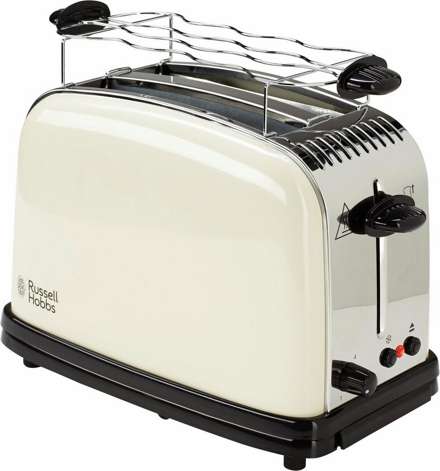 RUSSELL HOBBS Toaster Colours Plus+ Classic Cream 23334-56, 2 kurze Schlitze,  1670 W, Auftaufunktion, Stopptasste, Hebefunktion zur Brotentnahme