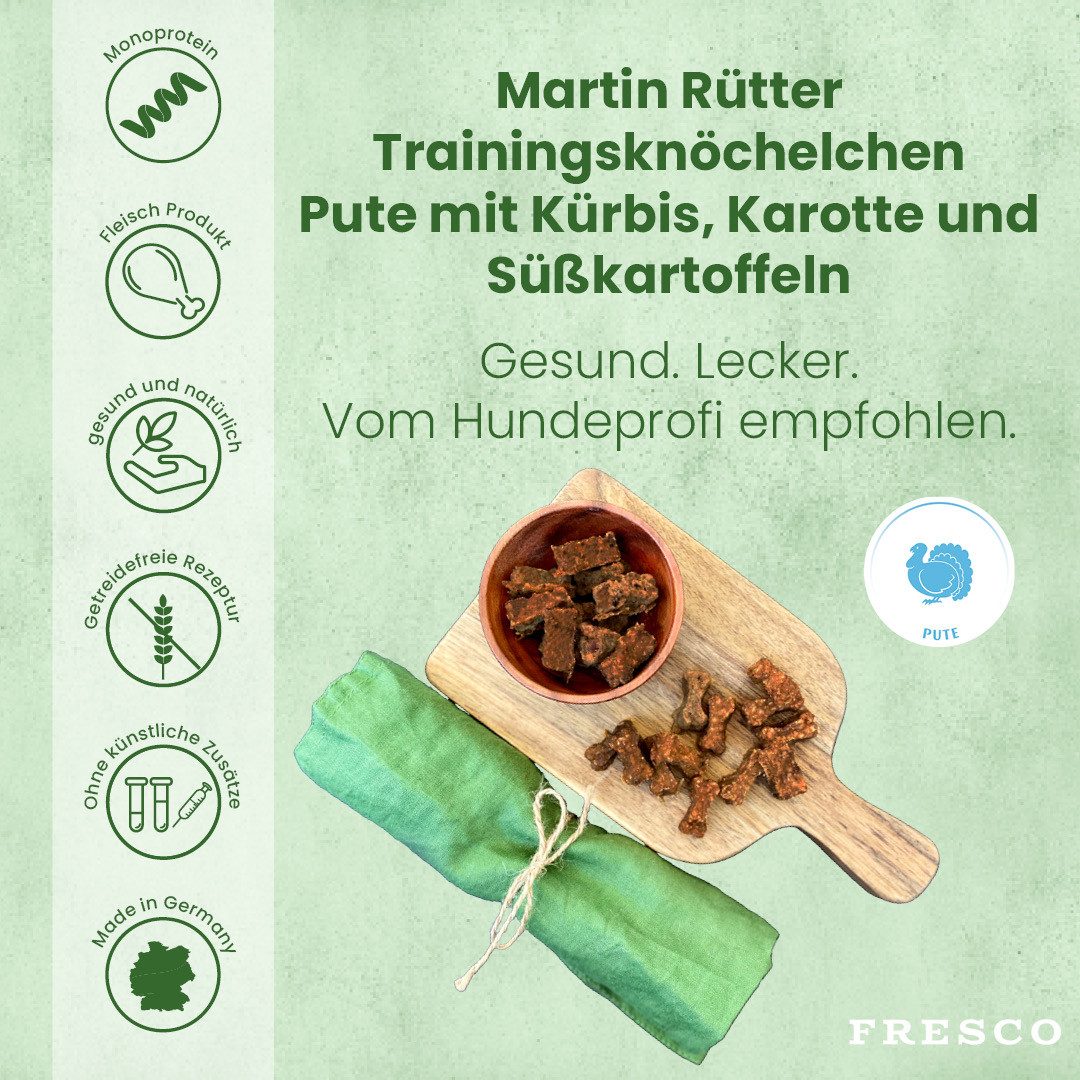 Fresco Dog Martin Rütter Trainingsknöchelchen 1kg Hunde Leckerli, Pute, Snack für: Hunde, Getreidefrei, zuckerfrei & hoher Fleischanteil