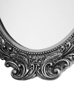 elbmöbel Wandspiegel Spiegel Oval Barock silber Wandspiegel, Wandspiegel: Oval 50x43x5 cm silber barock shabby chic