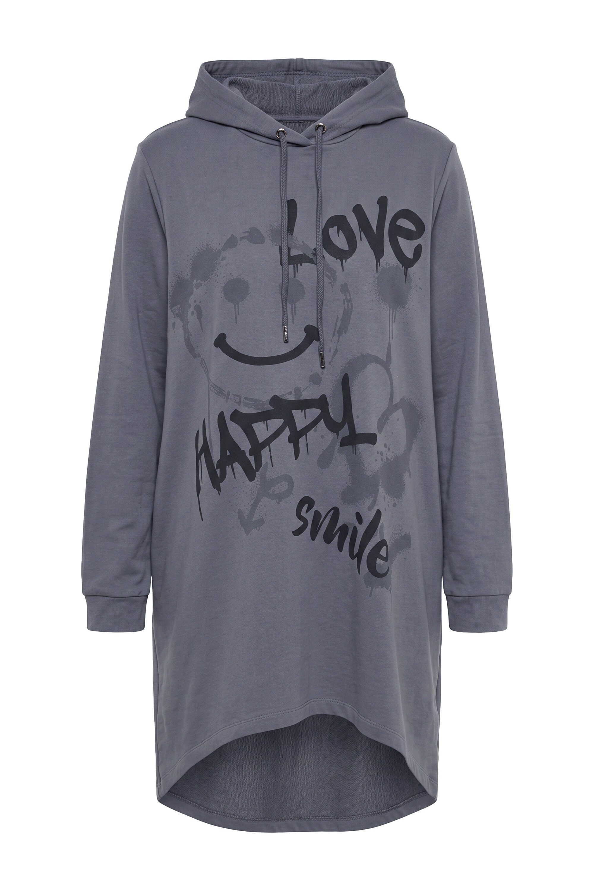 MIAMODA Sweatshirt Hoodie oversized Smileys und Schriftzug Kapuze – Bild 2 von 3