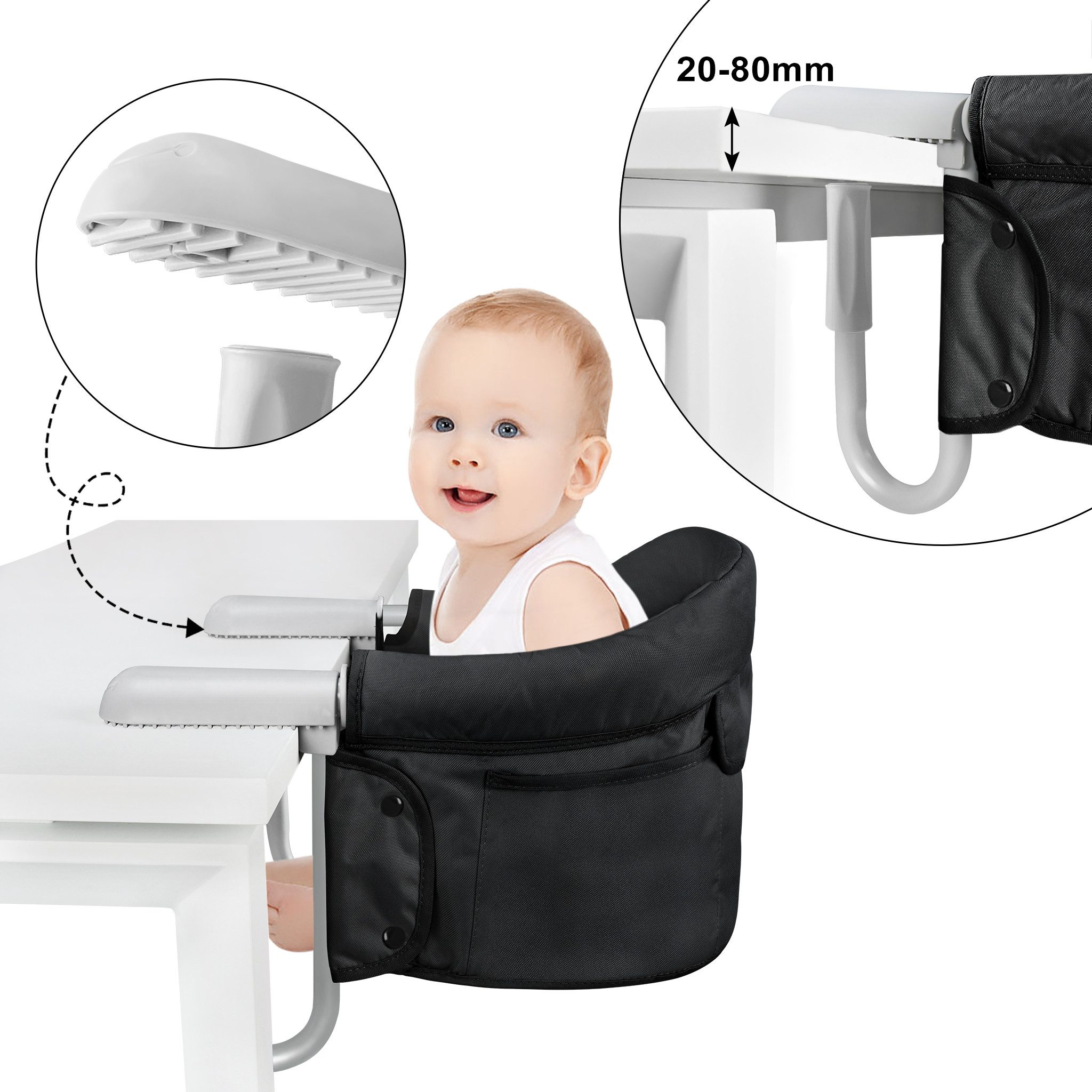 FIVMEN Tischsitz Faltbar Babysitz, Booster Sitz mit Anti-Rutsch-Klemmen
