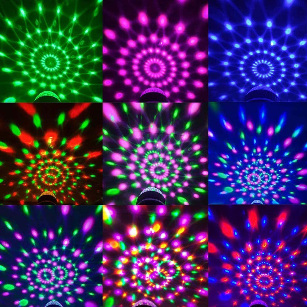 Rosnek LED Discolicht 360° Fernbedienung Partys, drehbare, Saugnapfhalterung Disco-Kugel, aktiviert, Sound und mit Bunt, Multicolor, Geburtstag Weihnachten USB-Stecker, mit