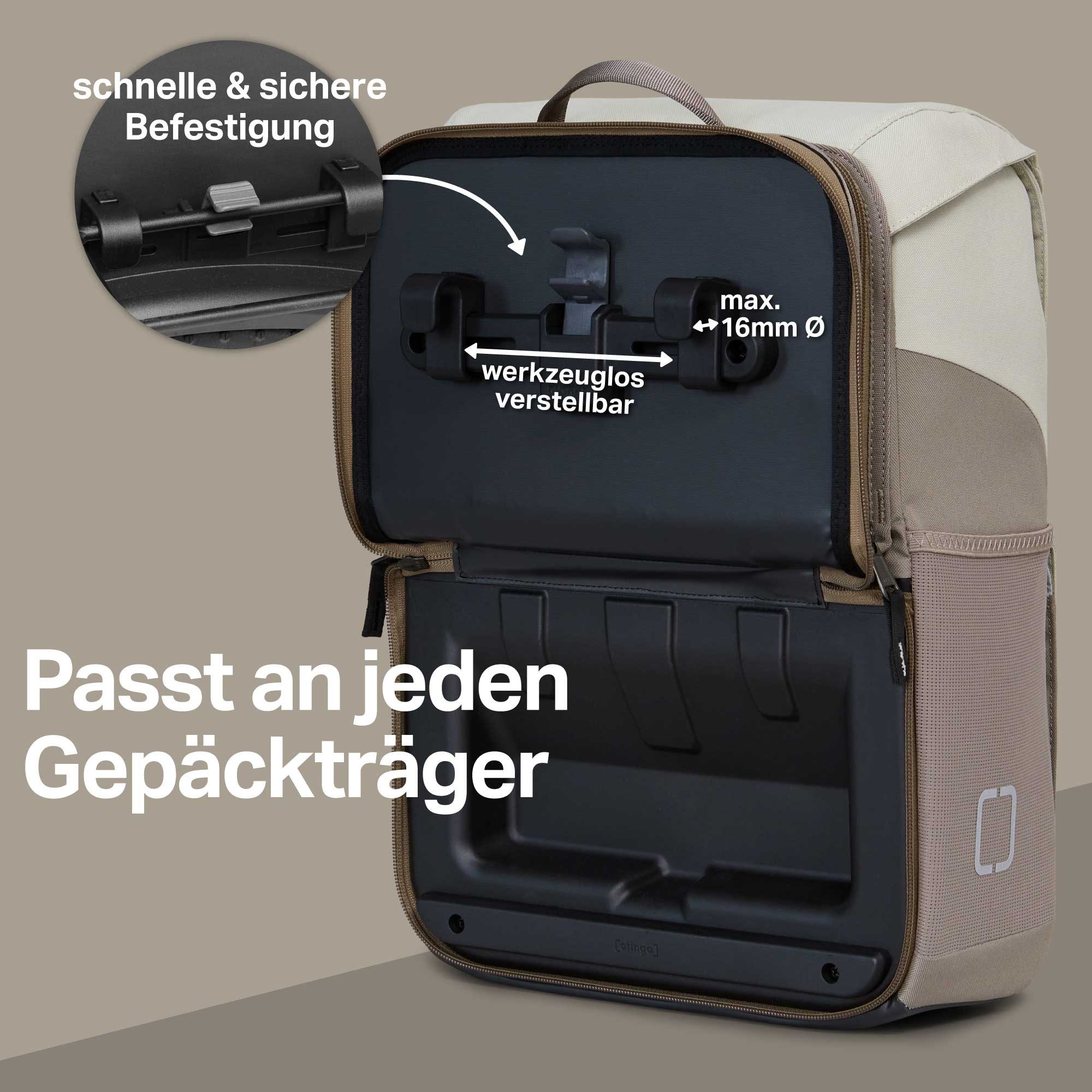 otinga Fahrradtasche Flip Move Fahrradtasche Rucksack Wasserdicht Gepäckträger (19 Liter), 19L Gepäckträgertasche mit Rucksack, Radtasche, in 7 Sekunden umgebaut