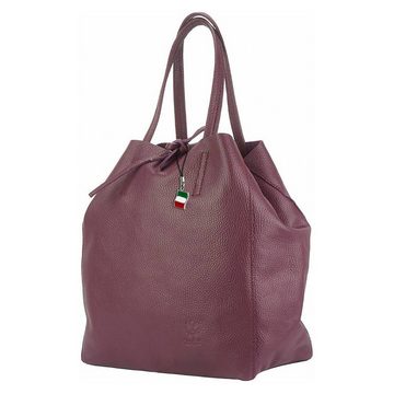 FLORENCE Schultertasche Florence ital. Echtleder Shopper bordeaux (Shopper), Damen Leder Shopper, Schultertasche, rot, bordeaux ca. 30cm