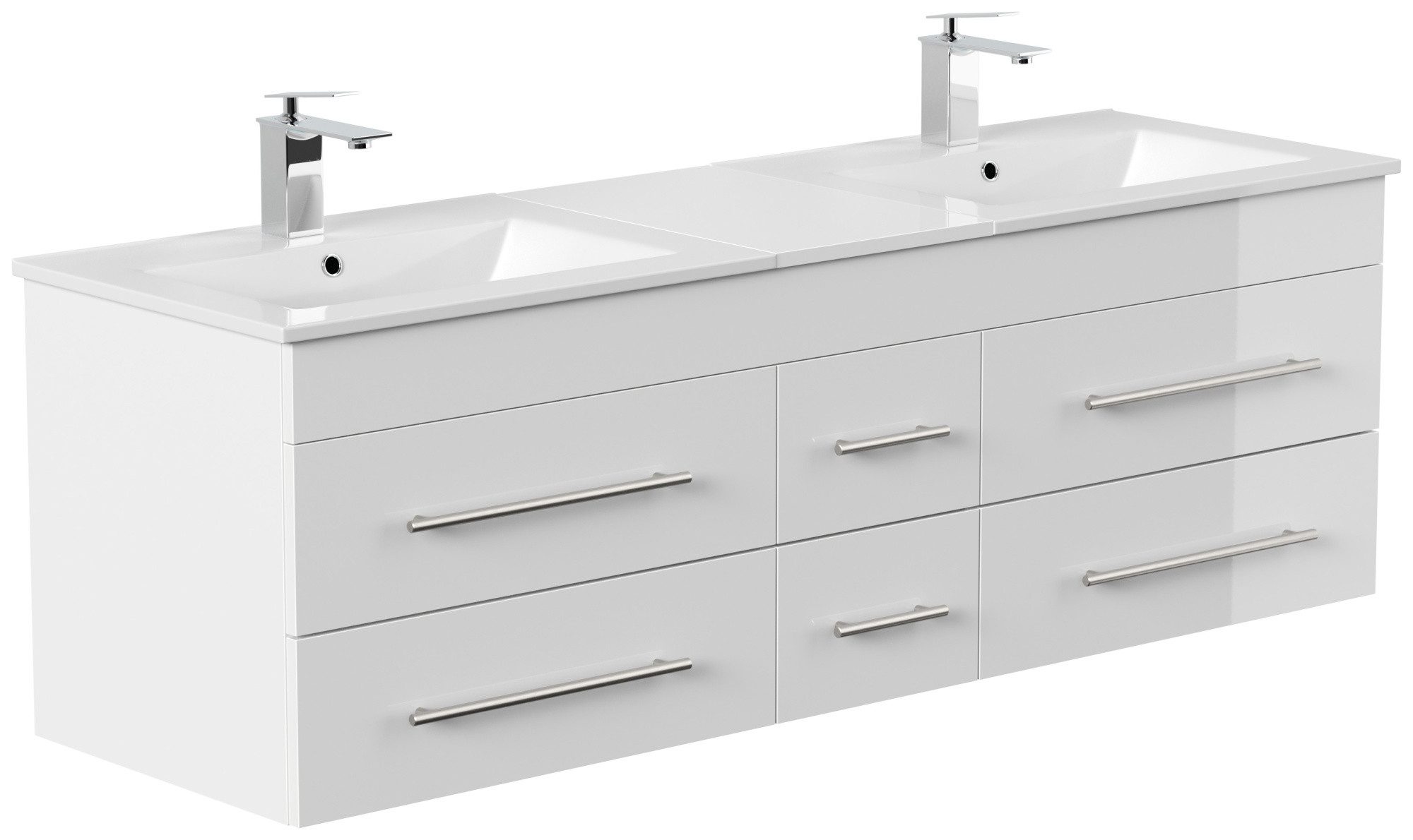 Magnolia Home Waschtisch Badmöbelset Roma XL 2-teilig mit Spiegelschrank weiss hochglanz – Bild 2 von 5