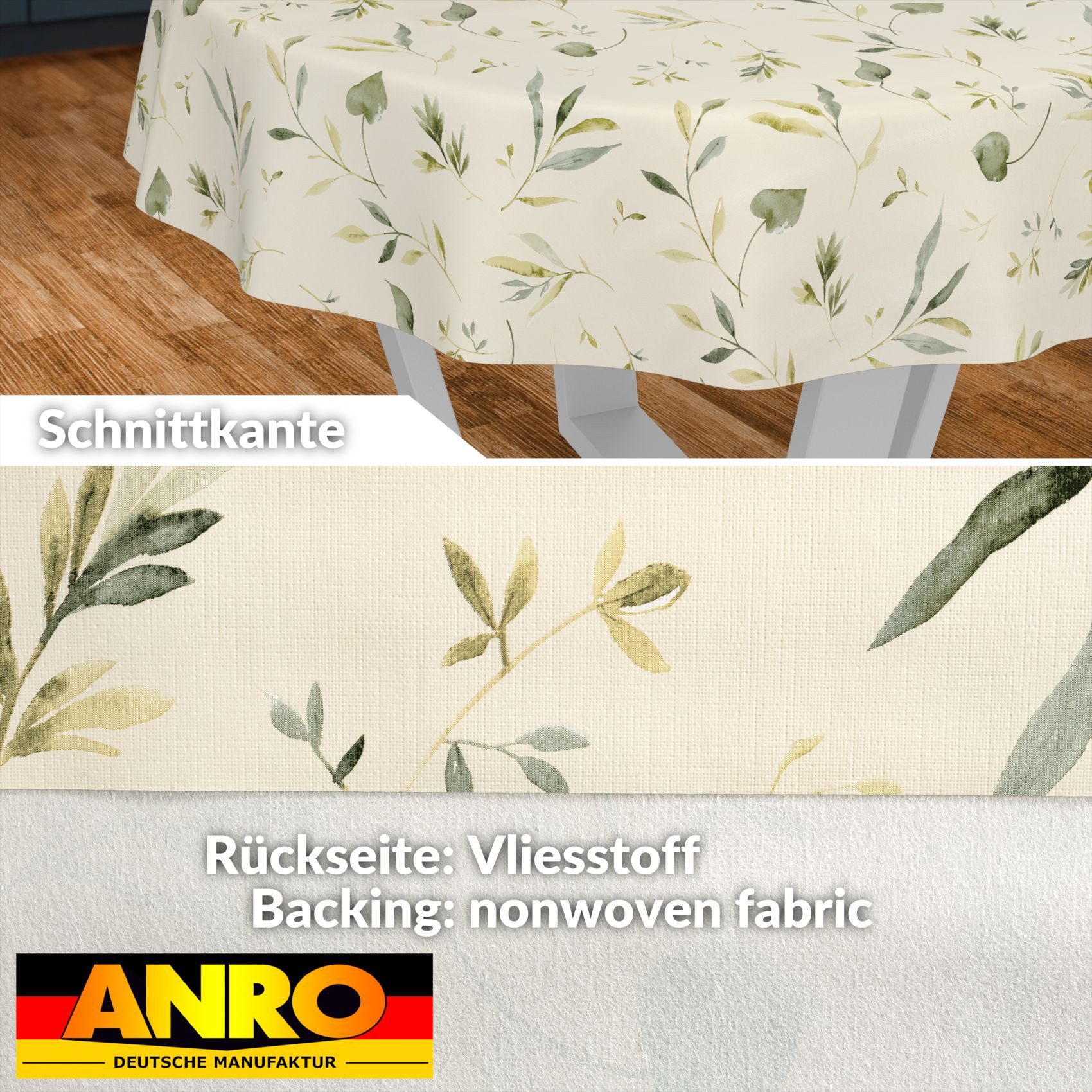 ANRO Tischdecke Wachstuch abwaschbar Canada Tischwäsche (Einzelstück 1-tlg), wasserabweisend pflegeleicht Relax Creme Rund 120cm