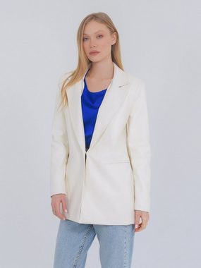 Freshlions Lederimitat-Blazer Kunstleder Blazer 'CINTIA' Creme L Ohne