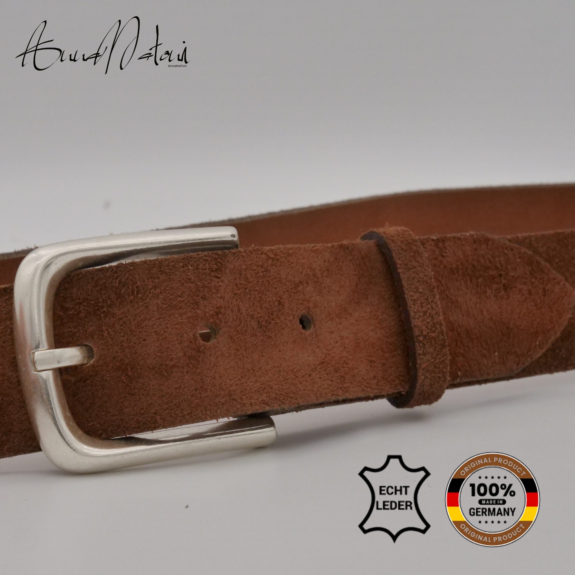 AnnaMatoni Ledergürtel AnnaMatoni Damen Ledergürtel in hochwertigem Velour günstig online kaufen