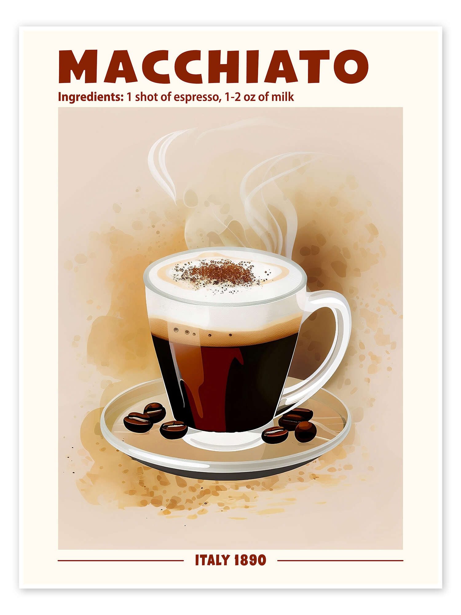Posterlounge Wandbild Caffè Macchiato, Italy 1890, TAlex, erhältlich als Poster, Leinwandbild, Wandsticker oder Acrylglasbild