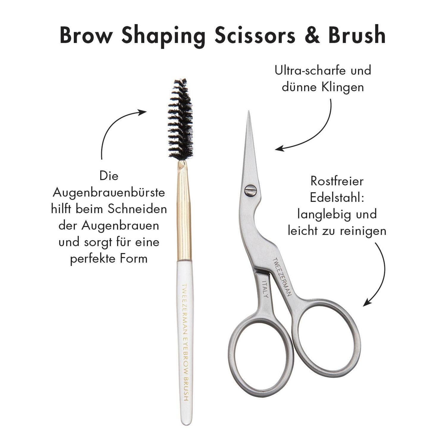 TWEEZERMAN Augenbrauen-Kosmetika Scissors & 2-tlg. Shaping Brow Brush,