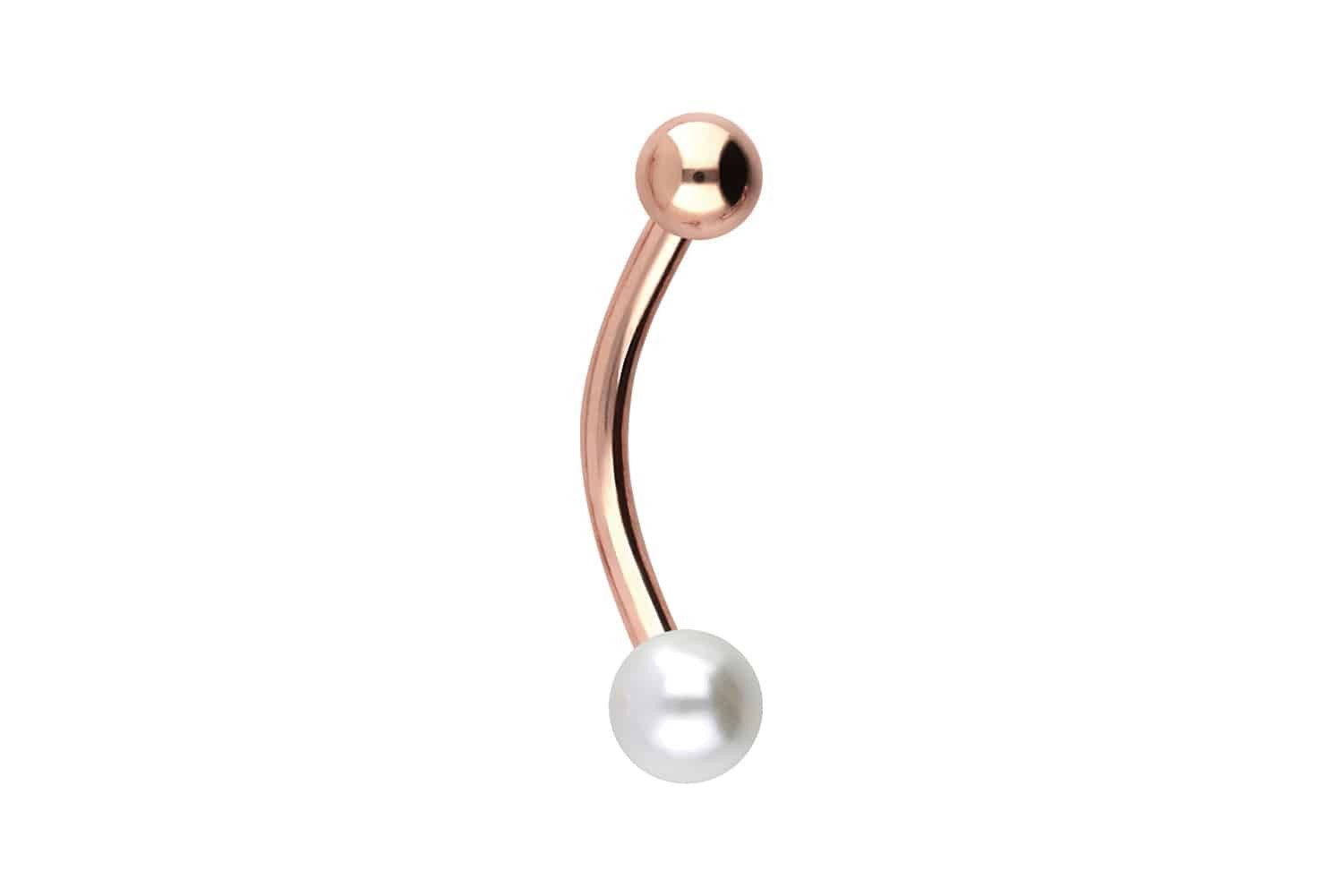PIERCINGLINE Bauchnabelpiercing Chirurgenstahl Mini Bananabell SYNTHETISCHE PERLE + (Bananabells, 1-tlg)