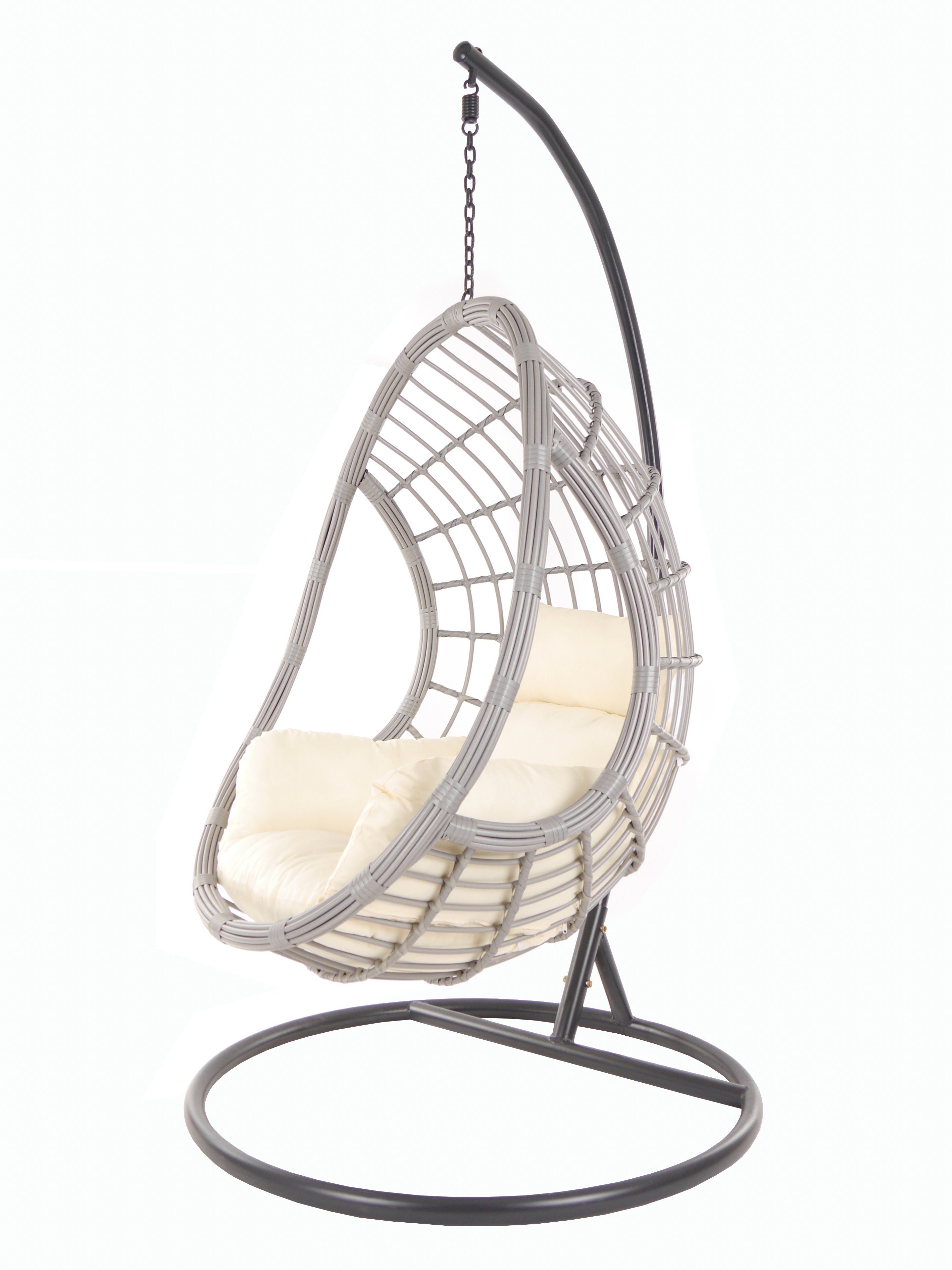 KIDEO Hängesessel PALMANOVA lightgrey, Schwebesessel mit Gestell und Kissen, Swing Chair, Loungemöbel elfenbein (0050 ivory)