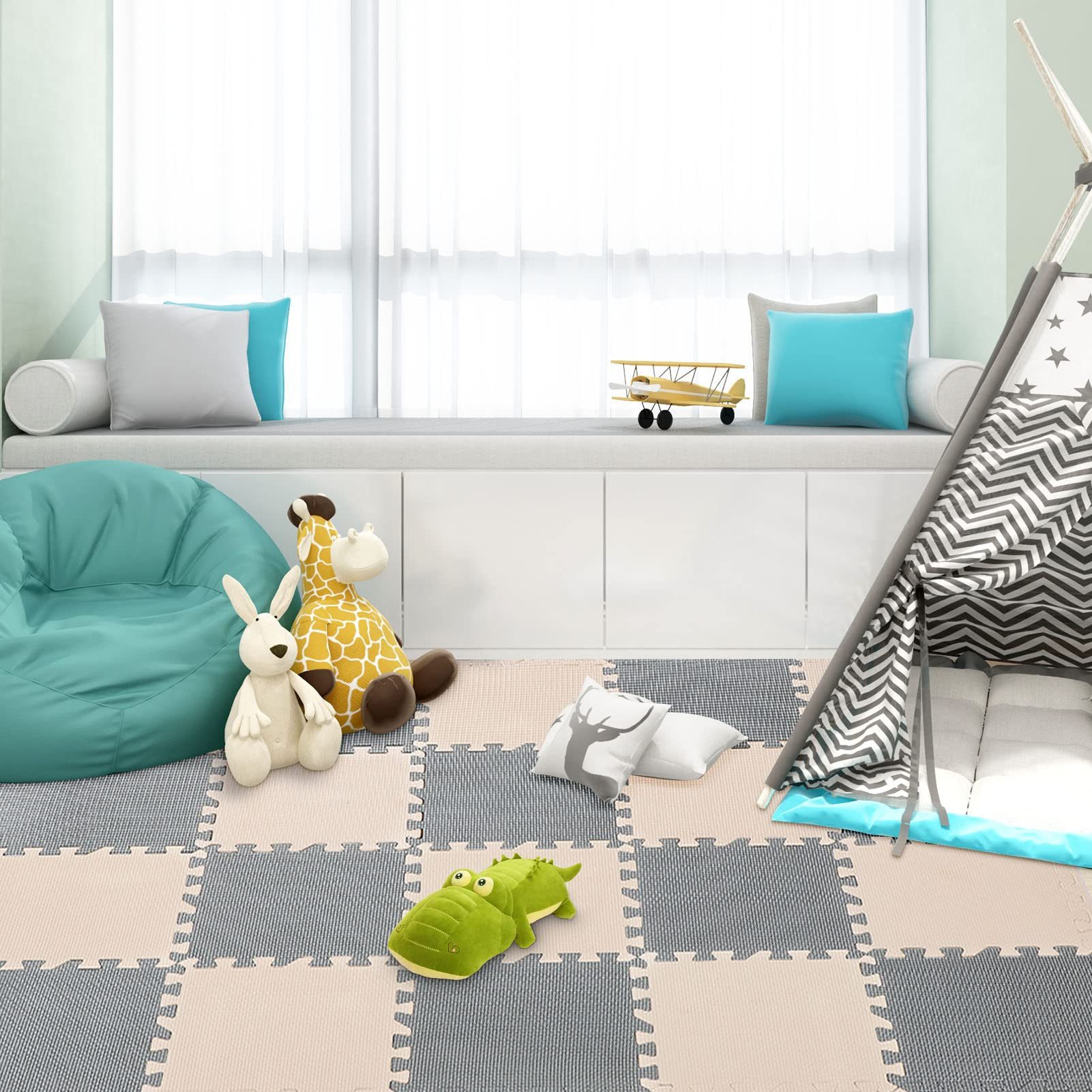 Youyijia Schaumstoffeinlage 20-teiliges Baby Spielmatten-Set, 30 x 30 x 1 cm