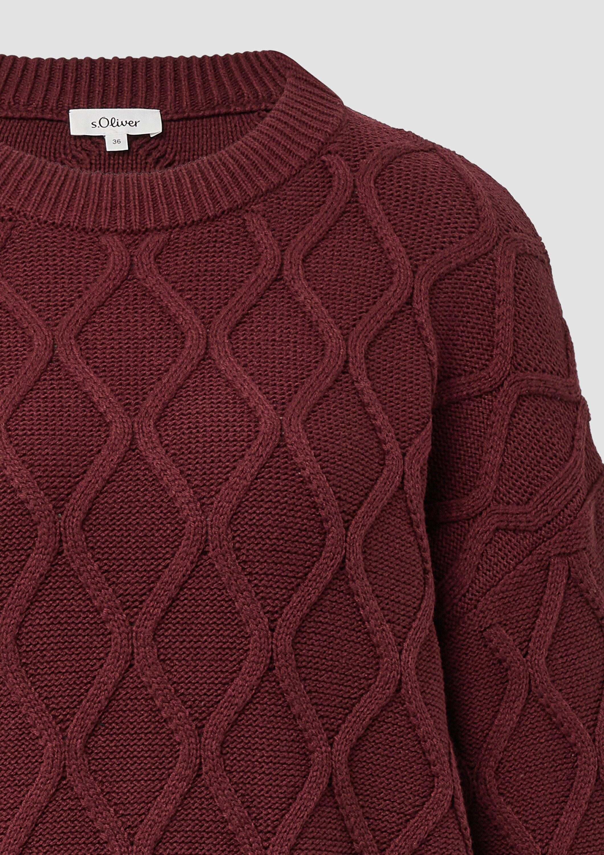 s.Oliver Longpullover Strickpullover Pullover im Relaxed Fit mit Zopfmuster