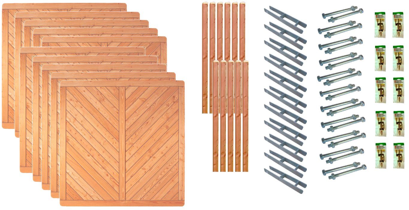 Tetzner & Jentzsch Dichtzaun Springfield 8, (Set), 10 Elemente, LxH: 1899x180 cm