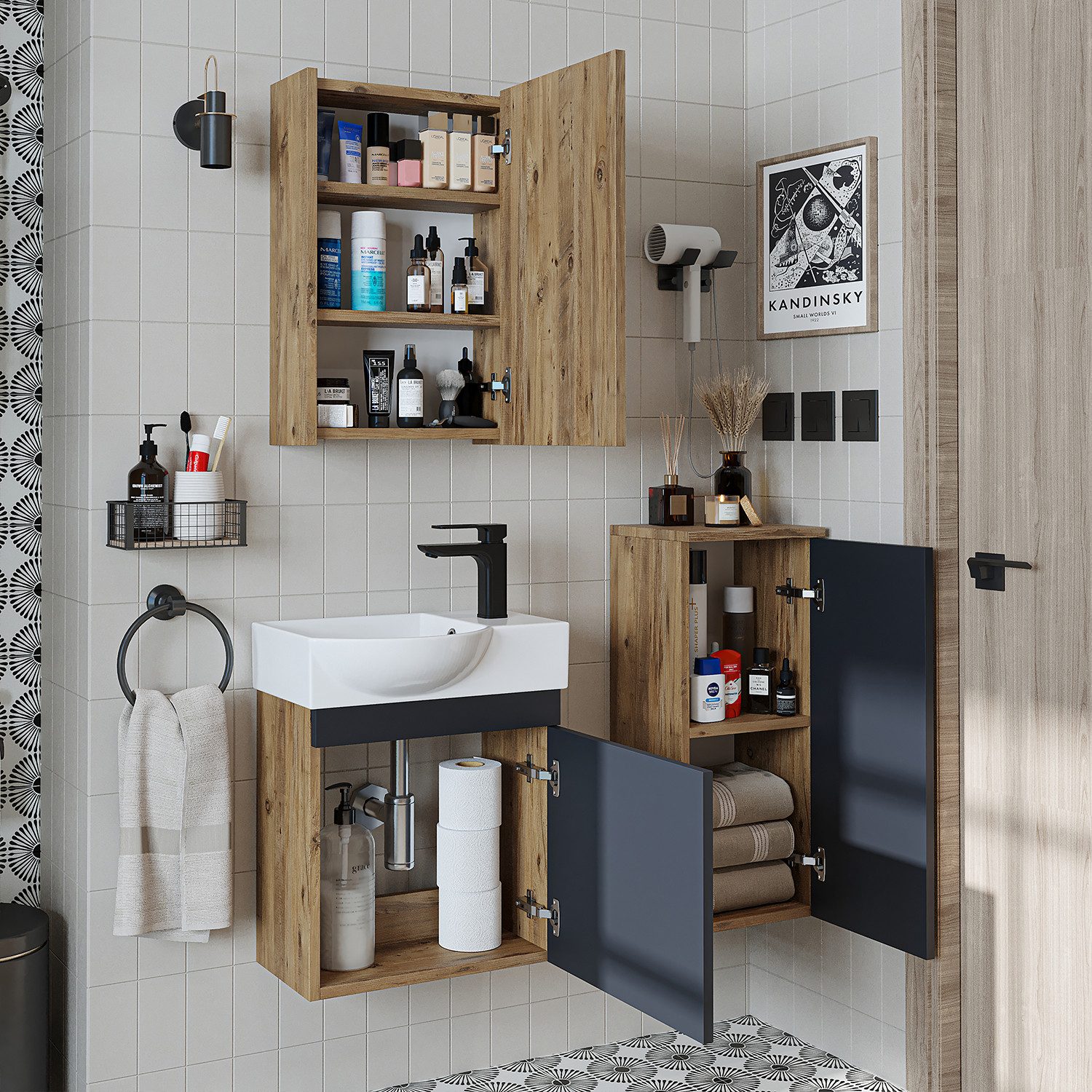 Roomart Badmöbel-Set PUNTO, (Unterschrank mit Waschbecken günstig online kaufen